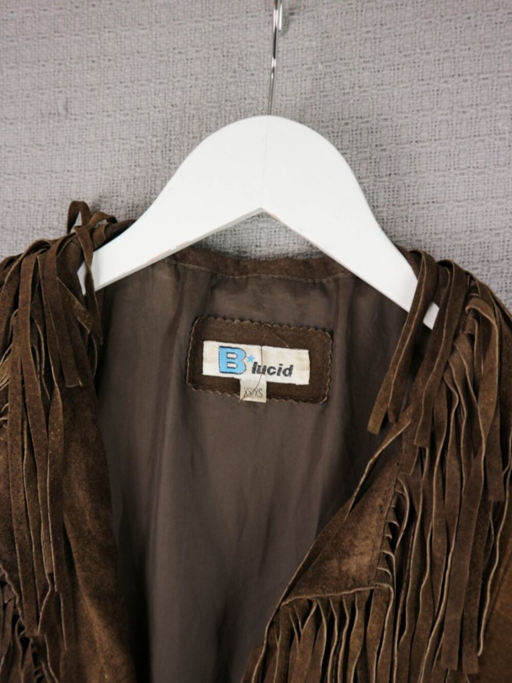 B Lucid fringed Brown Western Long Leather Suede Jacket Duster Fringe Coat XS - Picture 7 of 12